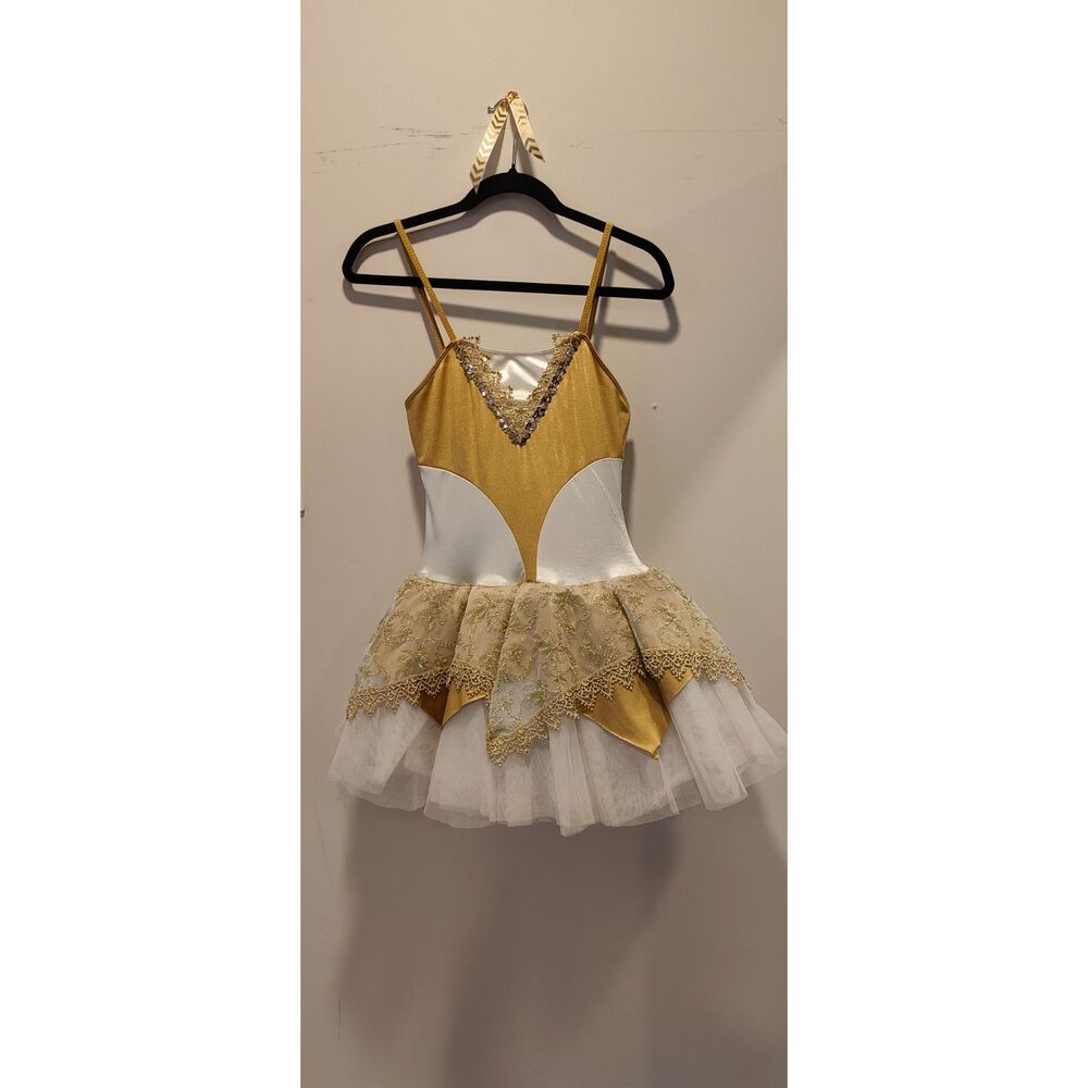 Gold Sequin Fringe Flapper Princess Fairy Costume Dress sZ XS